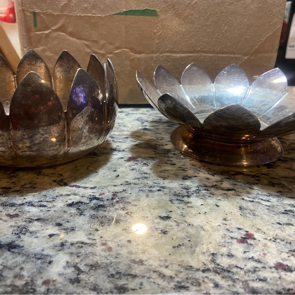 Elegant Silver Lotus Bowls